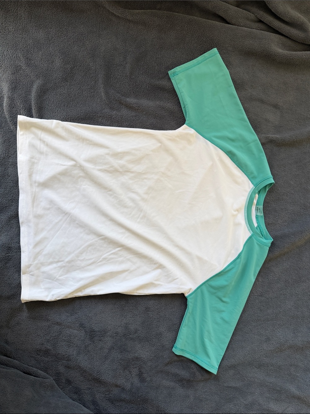 Old Navy White and Teal Short Sleeve Kids Rashguard